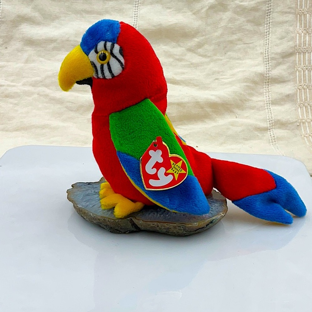 Retired 1997 Ty “Jabber” The Parrot Tush Tag Error (1998). Born October 10, 1997 - Picture 2 of 8